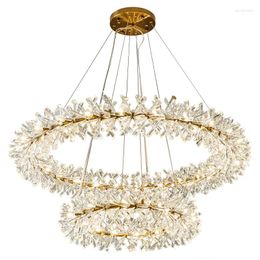 Chandeliers Flower Crystal Chandelier For Living Room Luxury Ring Home Decoration 60 80 100cm Rings Hanging Lamp