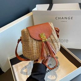 Shoulder Bags Handbags Kaki Small Square Straw Bag and Bag Fasion Women's PU Leather Cross Case 2023 Summer Bagstylishhandbagsstore