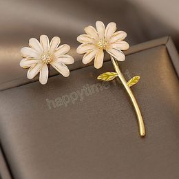 Korean Style Small Flower Stud Earrings For Women Girls Sweet Asymmetrical Earring Wedding Party Jewellery Gifts