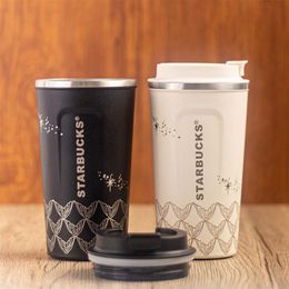 Designer Coffee Cup Black White Anniversary Water Cup Gold Print Goddess Stainless Steel Coffee Hot Drink Insulation Cup 510ml