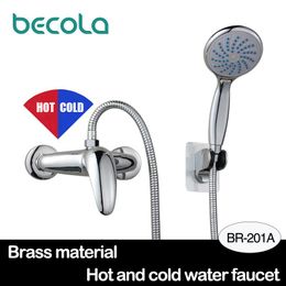 Bathroom Shower Sets BECOLA Single Handle Control Faucet Brass Material Chrome Plated And Cold BR201A