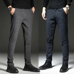 Men's Pants 2023 Brushed Fabric Casual Men Business Long Suit Male Elastic Straight Formal Trousers