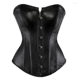 Bustiers & Corsets Corset Top Overbust Faux Leather Sexy Corselet Punk Style Korsefor Women Plus Size Black Red