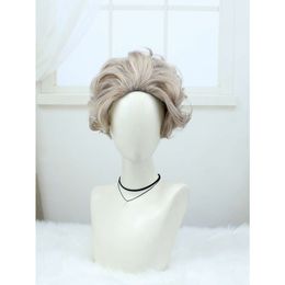 Old Lady Granny Curly Cosplay Wig Dress Up Party Accessories Pre Styled Heat Resistant Synthetic Hair Halloween Stage Show