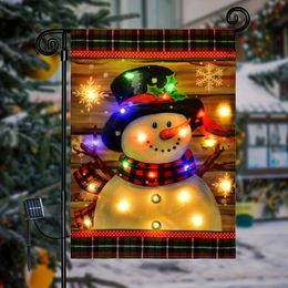 Banner Flags Christmas Garden Flag With Lights Solar LED Winter Gnome Lantern Snow Christmas Mini Flags Banner 12x18 Garden Yard Outdoor Deco 231102