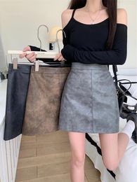 Skirts 3XL 4XL Leather Skirt Women 2024 Fashion High Elastic Waist Spring Autumn Slim Mini Shorts Boots Plus