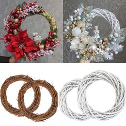 Decorative Flowers 1pc Christmas Wreath Artificial Rattan White Natural For Xmas Door/Tree Decorations DIY Accessories Gifts