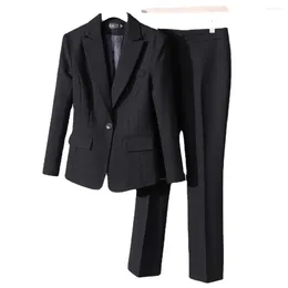 Women's Two Piece Pants Fashion Black Blazer Women Business Suits Pant And Top Sets Work Beauty Salon Ladies Office Uniform Styles Female