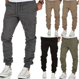 Cargo Male Casual Multi-Pockets Jogger Man Skinny Grey Trousers Outdoor Pants For Men 201109213A