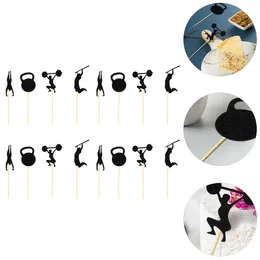 Cake Tools 48pcs Gym Theme Toppers Creative Decoration Picks Cupcake Adornment Party Favors Supplies For Fitness Topers