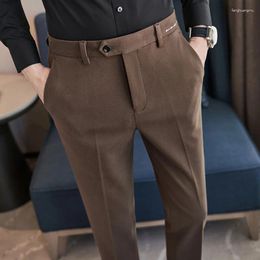 Men's Suits Casual Pants Soft Tight Stretch Trousers For Business Social Office Workers Interview Party Wedding Suit S-3XL