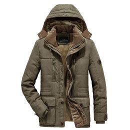 Mens Down Parkas Thick Warm Trench Winter Parka Men Fleece Hooded Jacket Coat Military Cargo Jackets Plus Size Velvet 231101