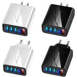 4 USB Ports LED Display Eu AC Home Travel Wall Charger 20W Auto Power Adapter Chargers For Iphone x 14 12 13 Pro max Samsung Sony M1