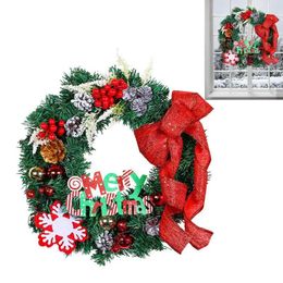 Decorative Flowers Christmas Wreath Front Door Window Hanging Garland Merry Berry Bow Artificial Farmhouse Decoration