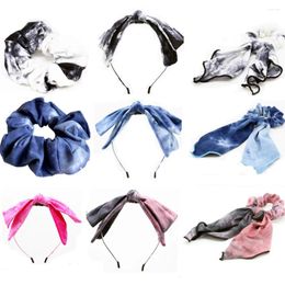 Hair Accessories Ink Painting Bow Loop Scrunchie Elastic Bands Solid Color Women Girls Headwear Ponytail Holder