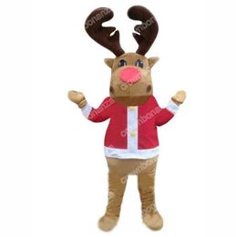Christmas Red Nose Deer Mascot Costumes Halloween Cartoon Character Outfit Suit Xmas Outdoor Party Outfit Unisex Promotional Advertising