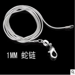 Whole - 20pcs 925 sterling silver 1mm snake chain 16 18 20 22 24 can choose the308M
