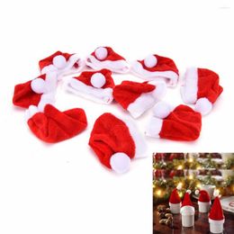 Christmas Decorations 10PCS Wine Bottle Cover Santa Claus Hats Decor Bag Dinner Party Table Decoration Xmas Year Ornaments Supply Sale