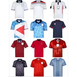 Qqq8 Retro Jersey 1982 1994 1998 2002 World Cup Englands Soccer Jerseys Home Away Kits Gascoigne Owen Gerrard Classic Football Shirt