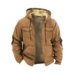 Mens Hoodies Sweatshirts Winter Mens Zipup Hoodies Fleece Coat Jackets Brown Green Sweatshirt Man Outerwear Streetwear Long Sleeve Cardigan Hooded 231102