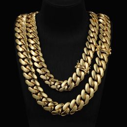 Wholesale Hip Hop Mens Custom 18k Gold Plated Solid Brass Heavy Miami Cuban Link Chain Necklace