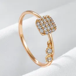 Wedding Rings Wbmqda Unique Finger Ring For Women 585 Rose Gold Colour With White Natural Zircon Fashion Daily Matching Jewellery Accessories