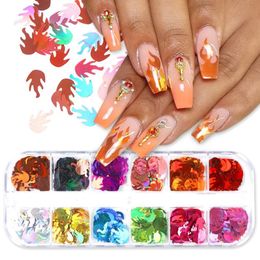 Holographic Fire Summer Nail Art Decoration Sticker Butterfly Circle Flakes 3D Sparkling Nail Sequins DIY Manicure Sets7652652