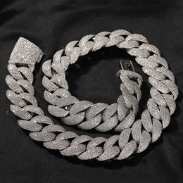 Cool Mens Heavy Chains 24mm Bredd 16-24 tum 18K Gul vitt guldpläterat fullt bling CZ Micro Set Cuban Chain Halsbandsarmbandlänkar för män trevlig gåva