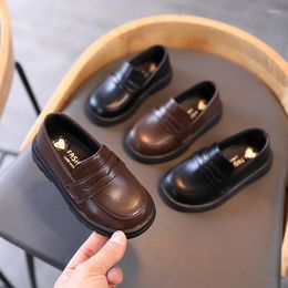 Flat Shoes Minimalist Solid Colour Cute Girls Slip-on Ant-skid Soft Leather 2-18 Years Old Kids All-match T21N01LS-21