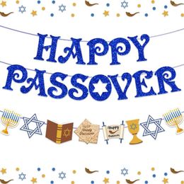 Party Decoration Cheereveal Happy Passover Banner Pesach Jewish Holiday Decorations Bunting Garland For Indoor Mantle Fireplace Decor