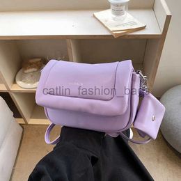 Shoulder Bags Fasion Brand Women's Small Crossover Bag Purple PU Leater Messenger Bag Sets and Bag Wallet Summer Travel Soul Bagcatlin_fashion_bags