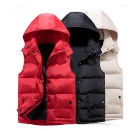 Women's Vests Hooded Vest Women Winter Warm Thicken Casual Windbreaker Solid Colours Red Sleeveless Jacket Female Classic