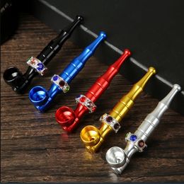 Smoking Pipes Aluminium pipe with drill multi-color stem metal tobacco convenient removable cleaning tobacco