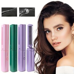 Hair Straighteners 2in1 Wireless Hair Straightener Mini USB Charging Hair Straightener Fast Heating Negative Ion Hair Care Portable Styling Tool 231101