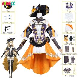 Navia Cosplay Genshin Impact Cos Costume with Hat Wig Fontaine Steampunk Dress Halloween Party Outfits for Women Girls cosplay