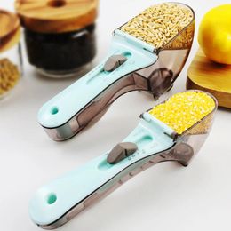 Measuring Tools Plastic Spoon Set Of 2 Adjustable With Scale Cup Kitchen