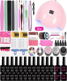 A4 Manicure Set Kit Professional LED Nail Lamp of Electric Nail Drill Gel Polish Set Base and Top Coat for Art Tools8102664