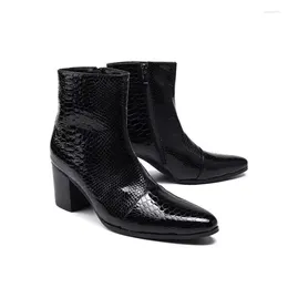Boots Men's Ankle High Heels Chealse Men Zipper Leather Casual Handmade Genuine Dress For