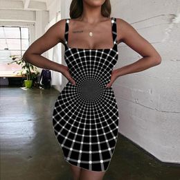 Casual Dresses Giyu Brand Dizziness Dress Women Black Hole Sundress And White Halter Sleeveless Art Ladies Womens Clothing SummerCasual