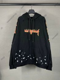 24SS designer mens hoodies luxury Sweatshirts Burnt and hand-painted pullover long sleeve Terry Hoody cotton loose casual letter print Sweatshirt