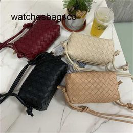 Women Leather Bag BVS autumn and winter new hand-woven bag women's messenger small square versatile soft leather shoulder