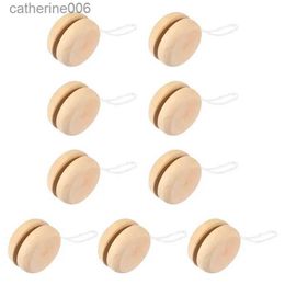 Yoyo 10Pc Wooden Yoyo Toy Colour Mini Round DIY Baby Yoyo Ball Hand-Made Crafts Log Toys Kids Yo-Yo Creative Yo Toys For Child GiftL231102