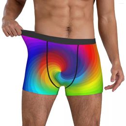 Underpants Rainbow Swirls Art Underwear Colorful Tie Dye Pouch Boxershorts Printed Boxer Brief Breathable Men Panties Big Size 2XL