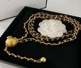 Runway Vintage Belt Necklace Sheepskin Famous Brand Ball Necklace Waistband Decorative Marked Logo Gold Link Chain Waist Chain Bel6079212