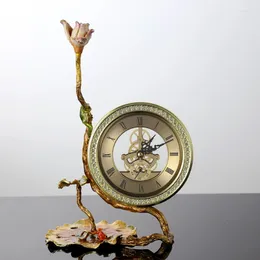 Table Clocks Gold Gear Clock Brass Seat Silence Luxury Desk Silent Interior Antiques Living Room Decoration Birthday Gift