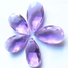 Chandelier Crystal Top Quality 12pcs/lot 38 22mm Lilac Colour Faceted Pear Pendants Hanging Drops For DIY Suncatcher Light Parts