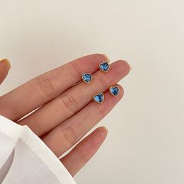 Stud Earrings Silvology 925 Sterling Silver Blue Crystal Heart Small For Kids Girls Minimalist Sleeper Women's Jewelry