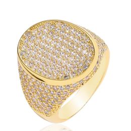 New Fashion Trendy Gold Silver Colours Micro Setting Full Bling Iced Out CZ Ring for Men Women for Wedding Party Size 6-12