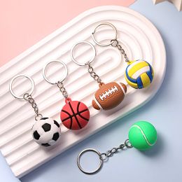 Creative Mini Football Basketball Tennis Pendants Key Chain Car Key Ring Holder Women Men Backpack Hanging Ornaments Gifts