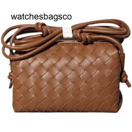 Women Leather Bag BVS Small square bag woven spring/summer 2023 new female cowhide niche design fashionable and versatile single shoulder crossbody